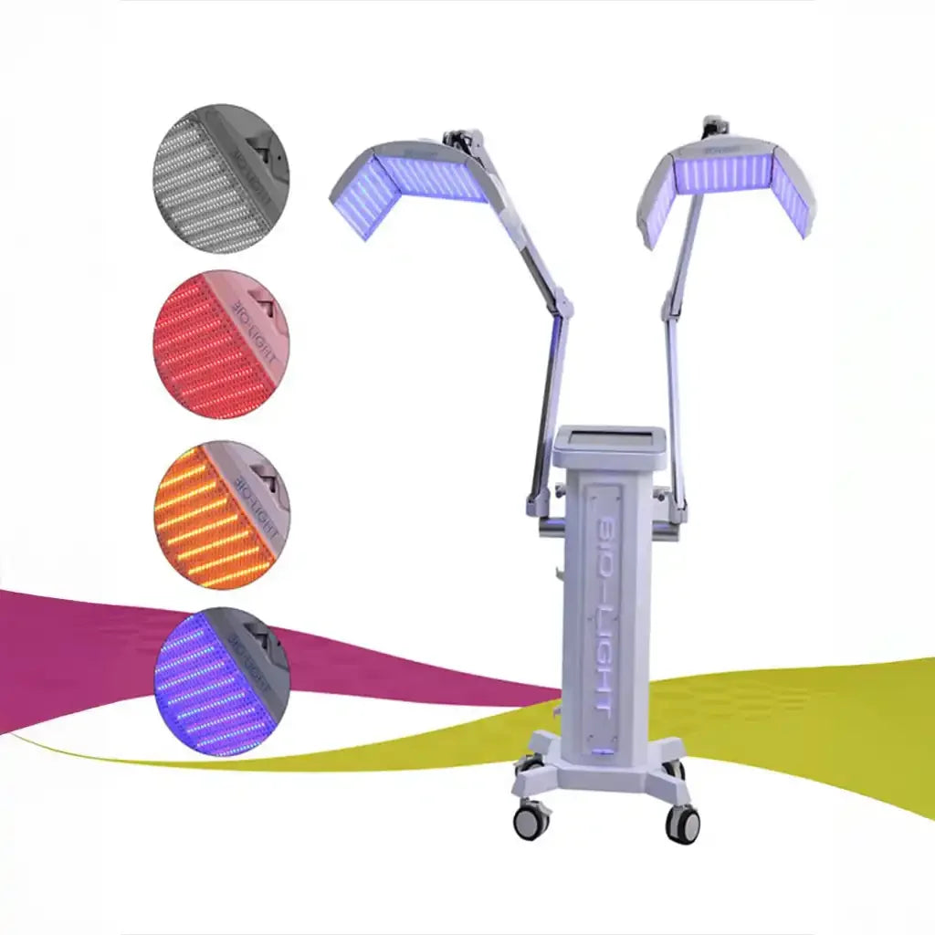 Appareil-dispositif-de-photobiomodulation-PBM-therapie-laser-rouge-proche-infrarouge-bleu-avec-2-tetes-equipees-de-panneaux-led-tres-puissants-le-tout-sur-roulettes_francais