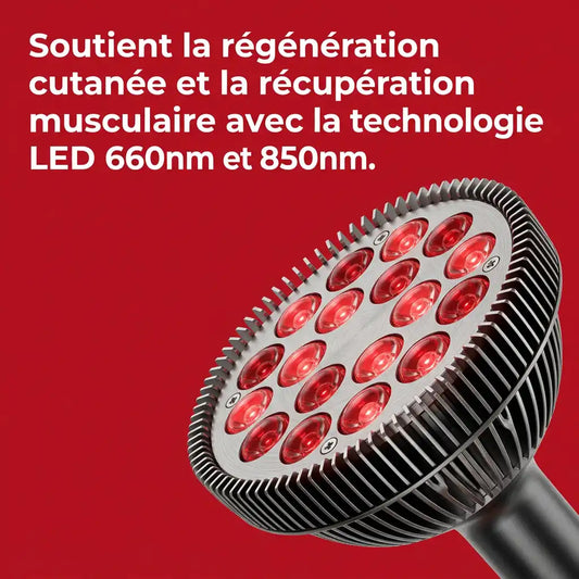 Lampe LED Rouge et proche-infrarouge avec lunettes - Photobiomodulation et Luminothérapie