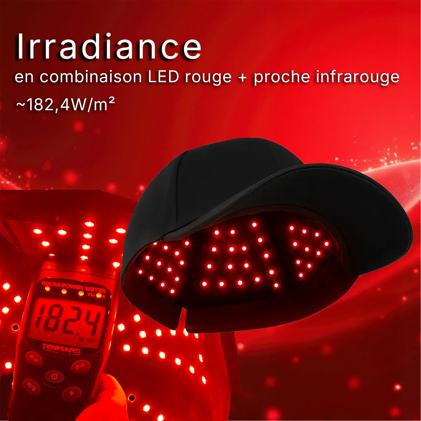 casquette-led rouge proche infrarouge thérapie photobiomodulation pbm-stop-calvitie