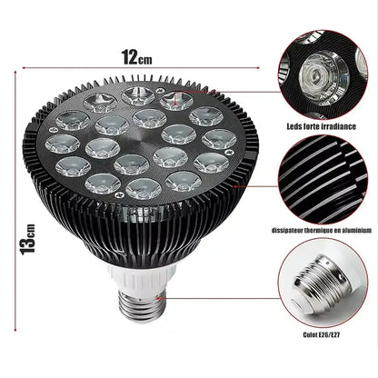 Lampe LED Rouge et proche-infrarouge 54W avec lunettes - Photobiomodulation et Luminothérapie