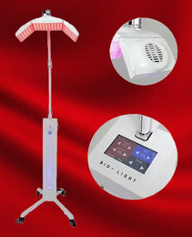 Panneau-sur-pied-led-rouge-proche-infrarouge-et-bleu-photobiomodulation-phototherapie-laser-rouge-pour-la-peau-visage-douleurs-stress-sommeil-bioledtherapy-france